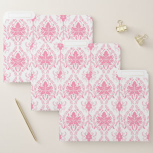 white pink damask pattern file folder