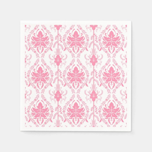 white pink damask pattern  napkins (Front)