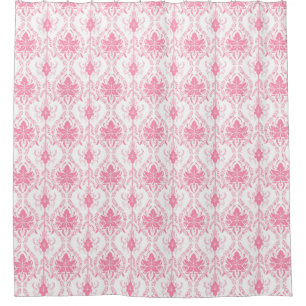 white pink damask pattern  shower curtain