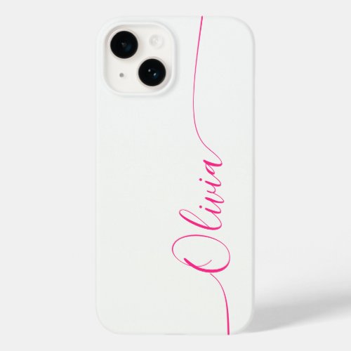 White Pink Elegant Calligraphy Script Name Case_Mate iPhone 14 Case