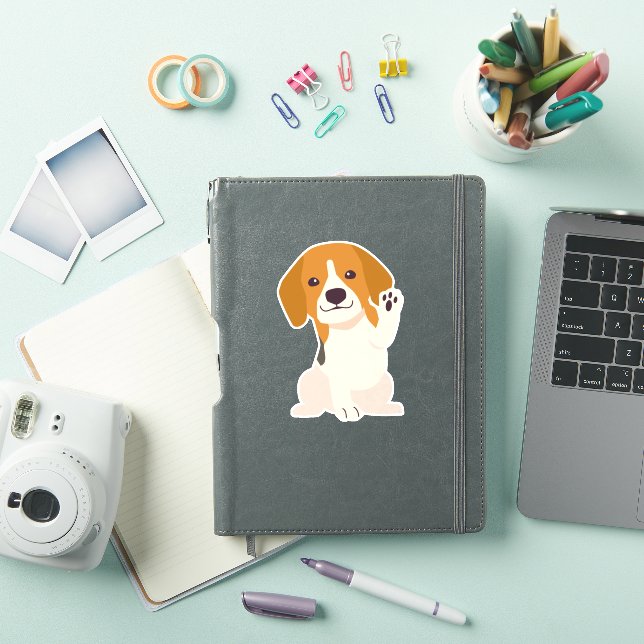 White Pink Elegant Cute Beagle Dog Sticker (iPad Cover)