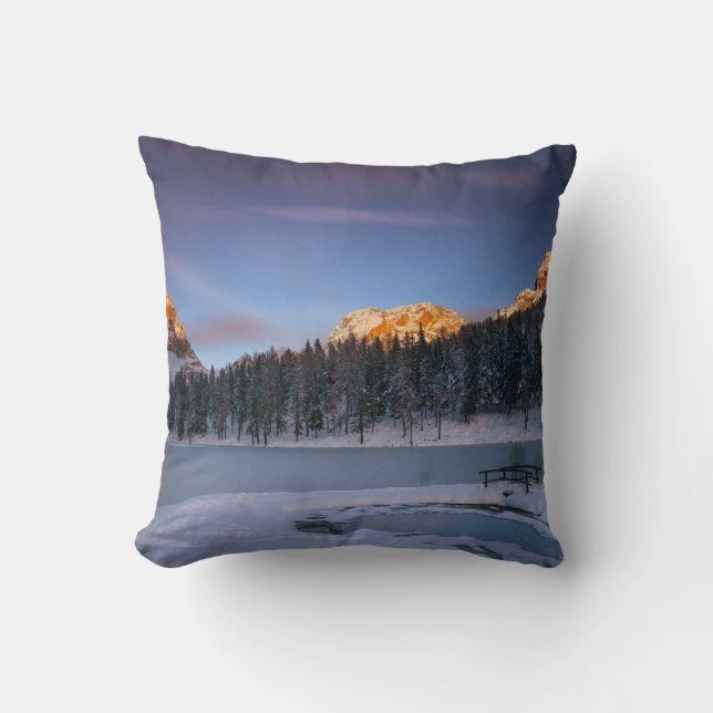 White Pink Elegant Floral Look at the sunset Throw Pillow (Front)