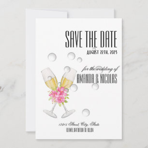 White pink elegant modern Save The Date Wedding I Invitation