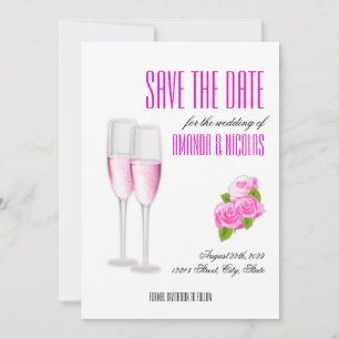 White pink elegant modern Save The Date Wedding  Invitation