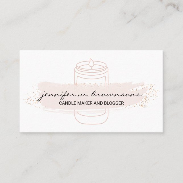 White Pink elegant simple soy candle Business Card (Front)