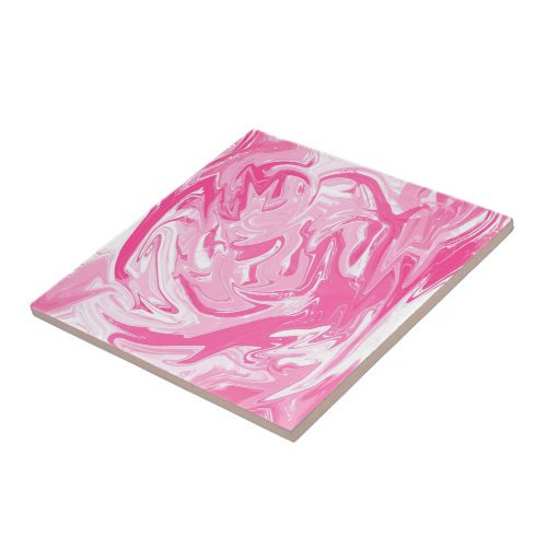 White Pink Faux Marble Stone Abstract Ceramic Tile