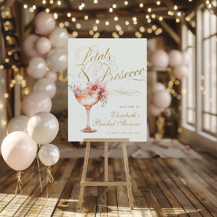 White Pink Floral Petals & Prosecco Bridal Shower Foam Board