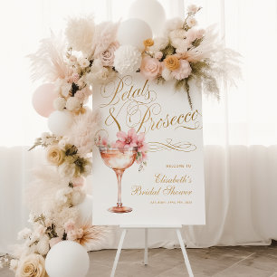 White Pink Floral Petals & Prosecco Bridal Shower Foam Board