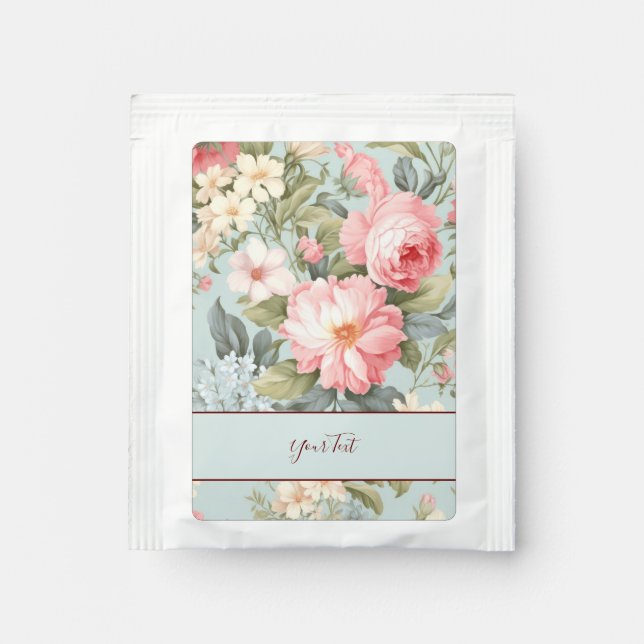 White Pink Floral Tea Bag Drink Mix (Front)
