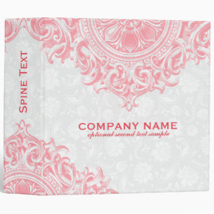 White & Pink Floral Vintage Ornament 3 Ring Binder