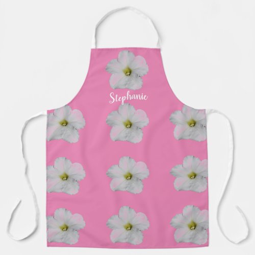 White Pink Floral Wedding Bridesmaid Flowergirl Apron