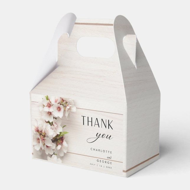 White Pink Floral | Wedding Favor Boxes (Front Side)