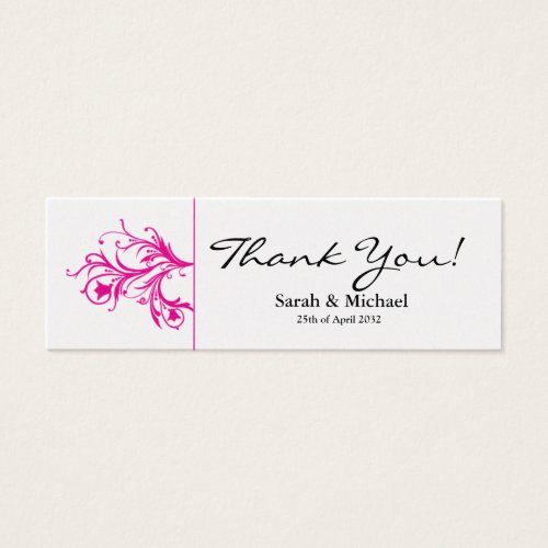 White &amp; Pink floral Wedding favor Gift tag Business Card