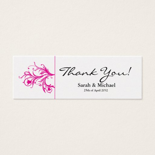 Customizable White &amp; Pink floral Wedding favor Gift tag Business Card
