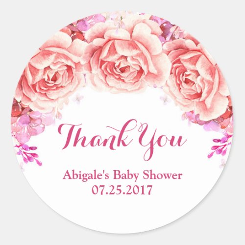 White Pink Flower Baby Shower Favor Tags