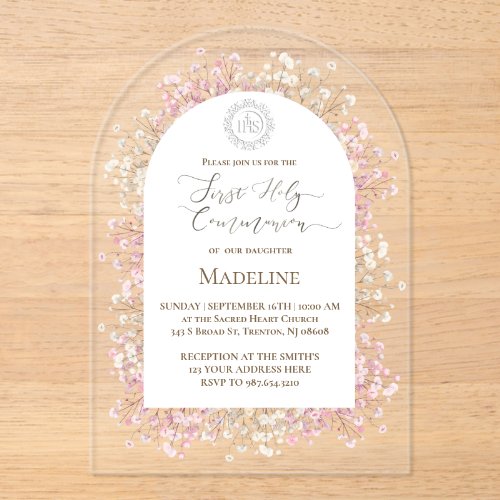 white pink flowers First Holy Communion