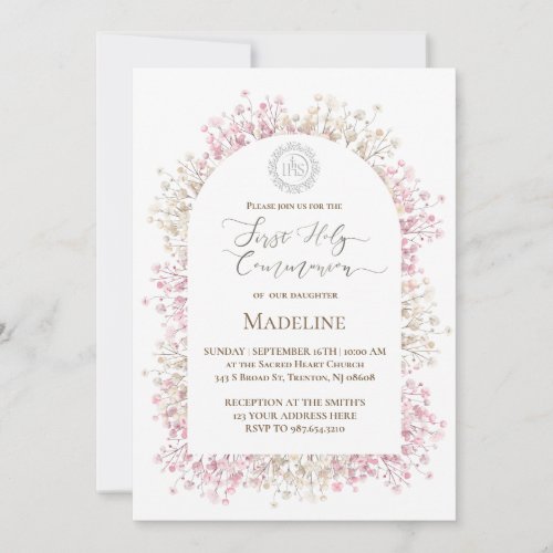 white pink flowers First Holy Communion