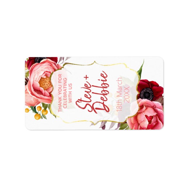 White Pink Flowers Wedding Favor Lip Balm Label (Front)