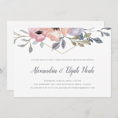 White  Pink Geometric Floral Post Wedding Brunch Invitation