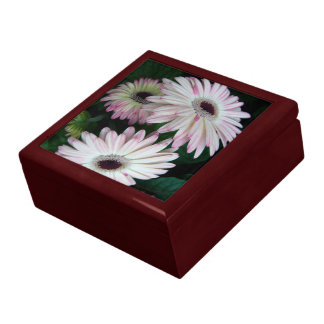White & Pink Gerber Daisy Floral Elegant Jewelry Box