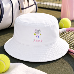 White Pink Girls Tennis Bucket Hat