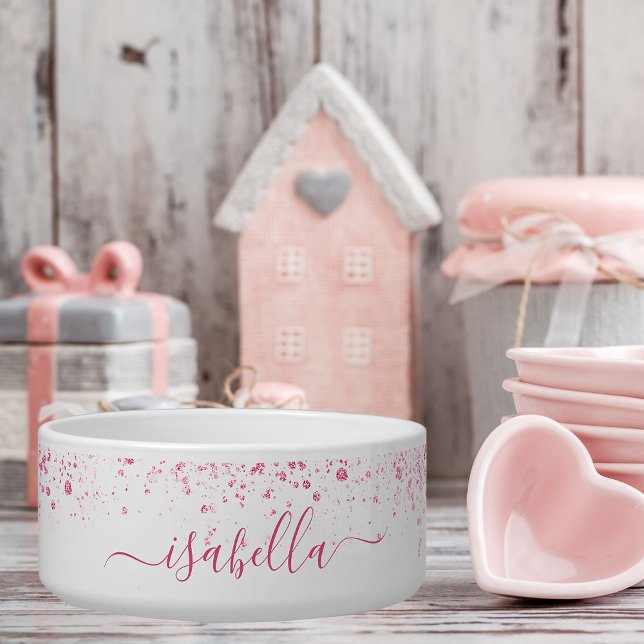 White pink glitter dust name script  bowl (Creator Uploaded)