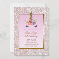 White Pink Glitter Gold Unicorn Birthday Party