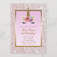 White Pink Glitter Gold Unicorn Birthday Party