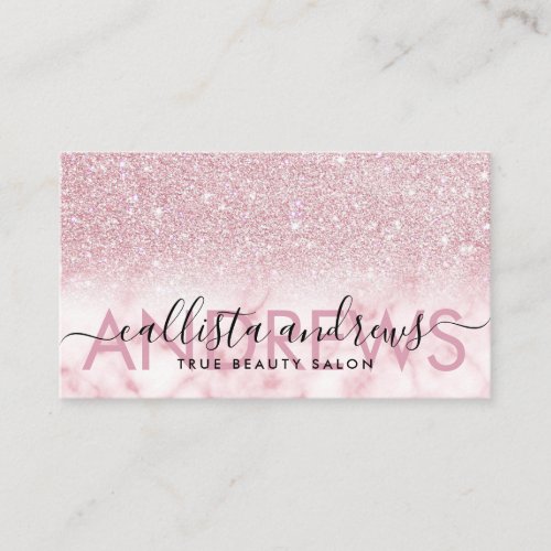 White Pink Glitter Marble Ombre Makeup Hair Salon Business Card