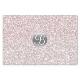 White Pink Glitter Sparkle Glam Monogram Initial Tissue Paper