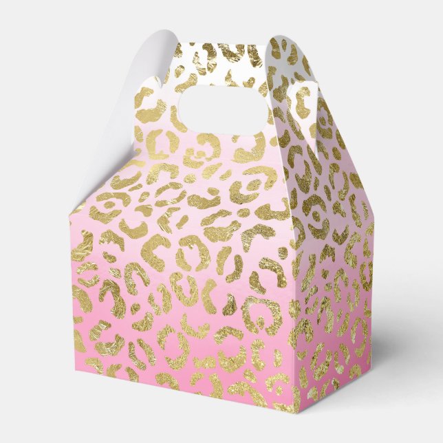 White Pink Gold Glam Leopard Favor Boxes (Back Side)