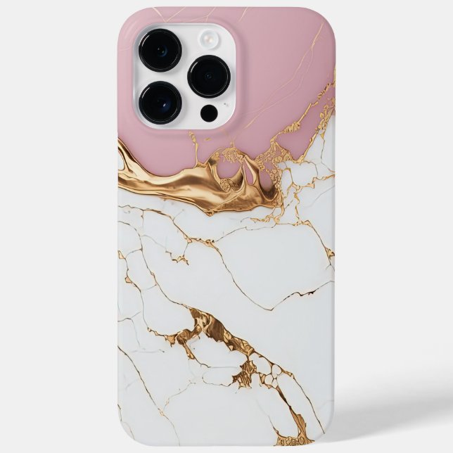 White Pink Gold Marble Modern Luxury Chic  Case-Mate iPhone Case (Back)