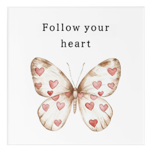White Pink Hearts Butterfly Acrylic Print