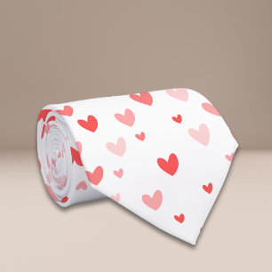 White Pink Hearts Valentine's Day Neck Tie