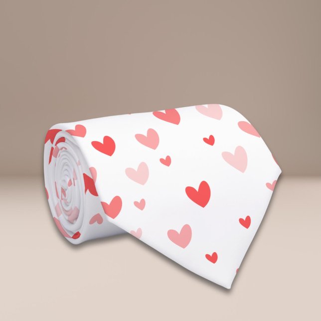 White Pink Hearts Valentine's Day  Neck Tie (Creator Uploaded)