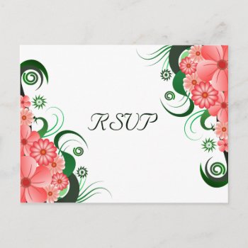 White Pink Hibiscus Floral Elegant Rsvp Reply Card by sunnymars at Zazzle