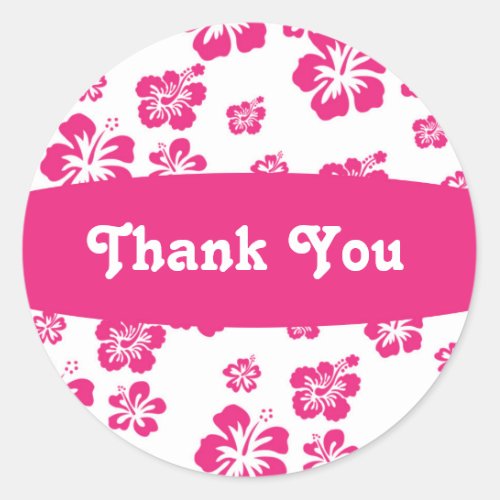 White  Pink Hibiscus Flower Floral Party Sticker