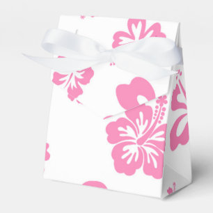 White & Pink Hibiscus Flower Party Favor Boxes