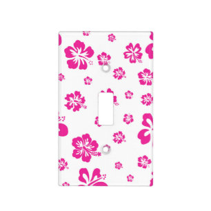White & Pink Hibiscus Tropical Light Switch Cover