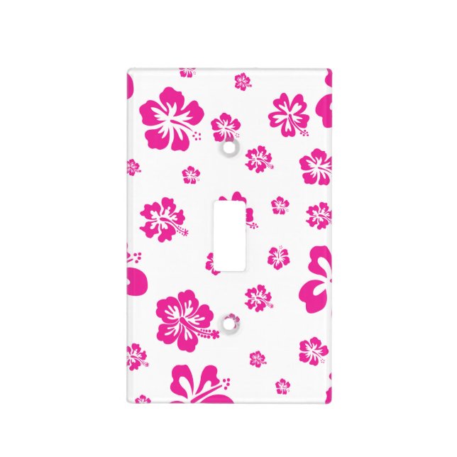 White & Pink Hibiscus Tropical Light Switch Cover (Front)