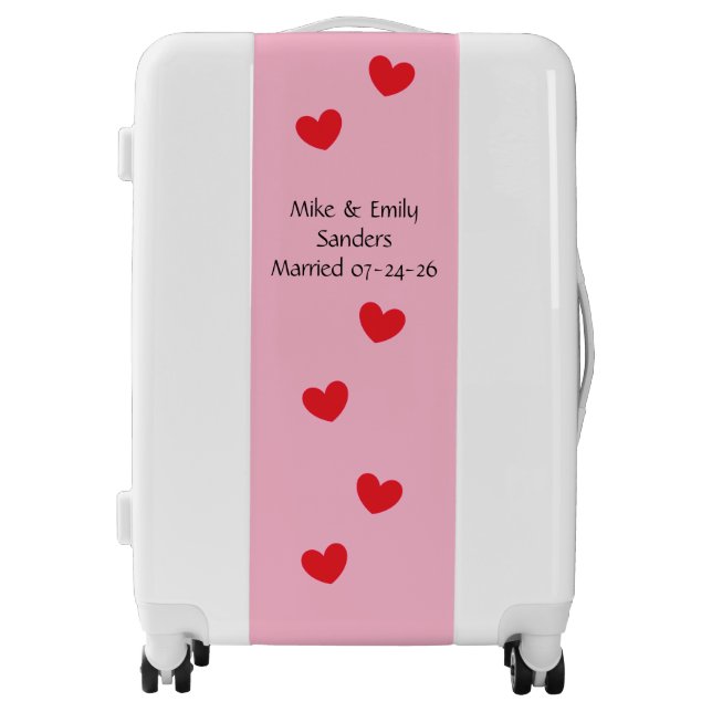 White & Pink Honeymoon Luggage (Front)
