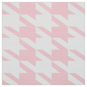 White & Pink Houndstooth Seamless Pattern Fabric