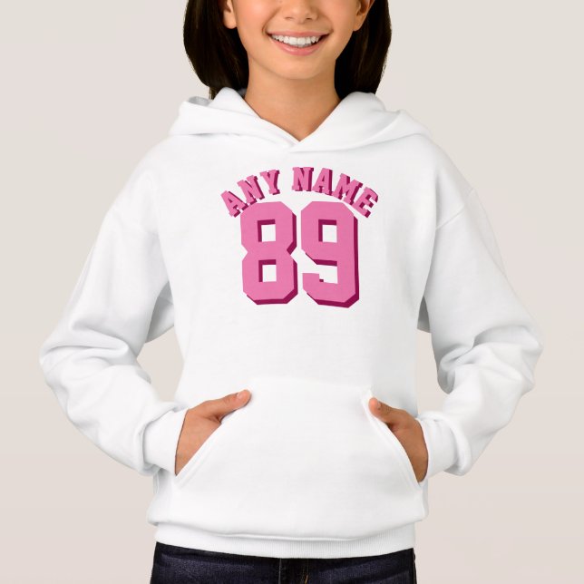 White & Pink Kids | Sports Jersey Design Hoodie (Front)