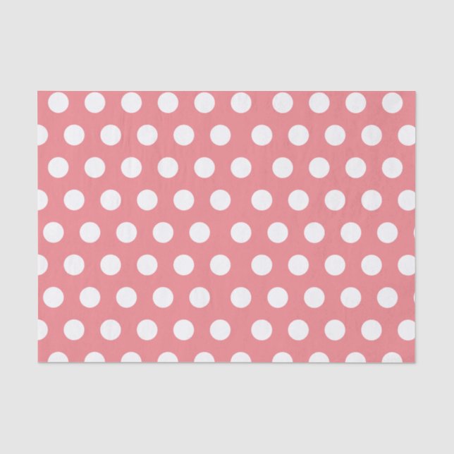 White & Pink Large Medium Polka Dot Party Tissue Paper (Front)