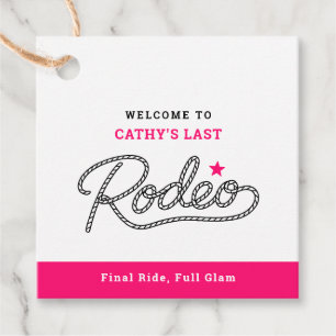 White Pink Last Rodeo Bachelorette Party Favor Tags