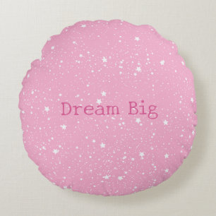 White Pink Lavender Sky of Stars Round Pillow