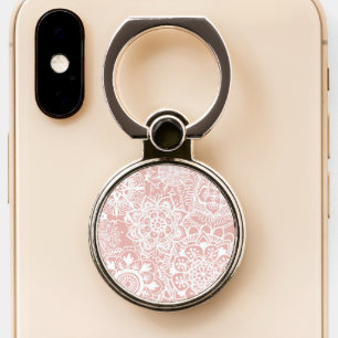 White Pink Mandala Pattern Phone Ring Stand