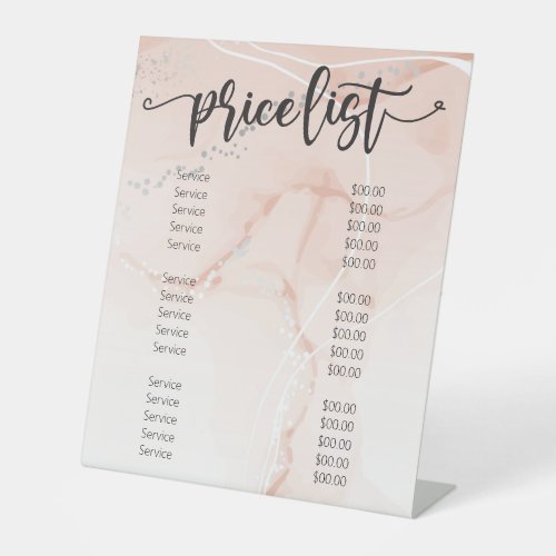 White Pink Marble Beauty Nail Salon Price List Pedestal Sign