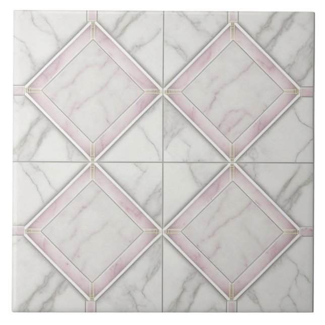 White Pink Marble Ceramic Tile for Large Surfaces (Front)