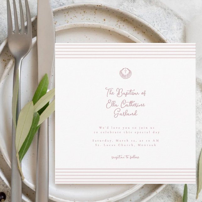 White pink modern baptism Invitation (Creator Uploaded)